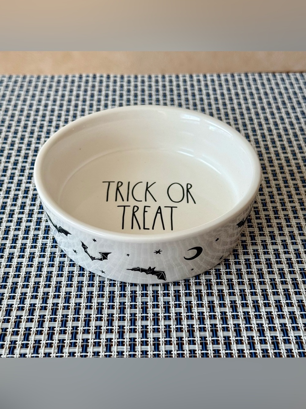 Rae Dunn Halloween TRICK OR TREAT Small Pet Bowl BRAND NEW!!